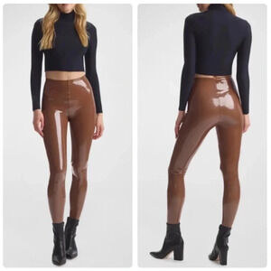 Commando Faux Patent Leather Legging Cinnamon Size Large NWT New